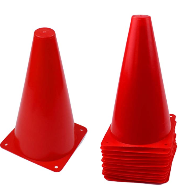 Alyoen 9 inch Traffic Cones Plastic Sport Training Cones Soccer Basketball Agility Practice Drills Field Marker Cones Obstacle Course for Kids Outdoor Activity & Festive Events Sets of 10/15/ 20 